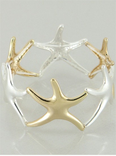 Silver/Gold Stretch Starfish Bracelet