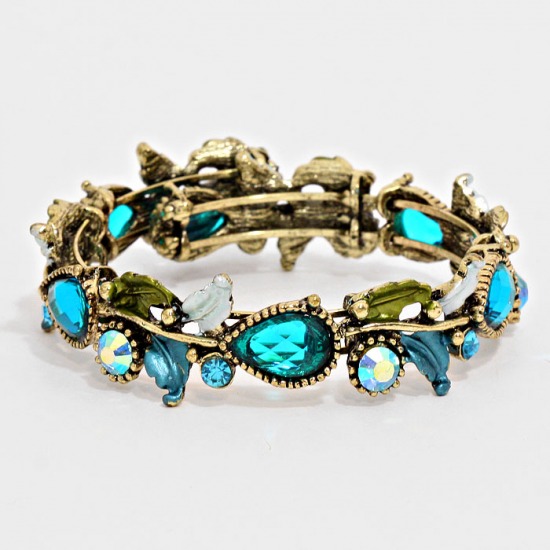 Crystal Accented Floral Cuff Bracelet