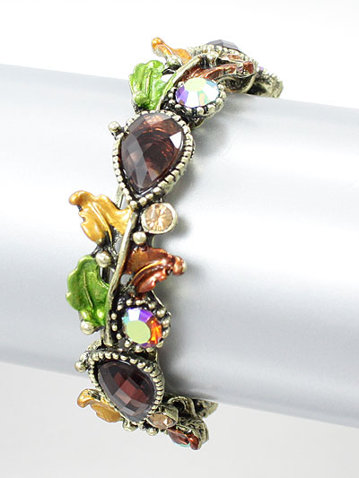 Flower Bangle Bracelet Wine/Brown