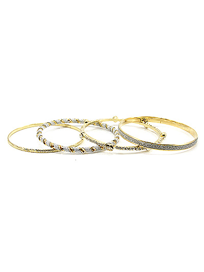 FOUR LAYERED GOLD TONE BANGLED W/ VARIOUS PATTERNS AND ACCENTS BRACELET | f_BG634-G_1.jpg