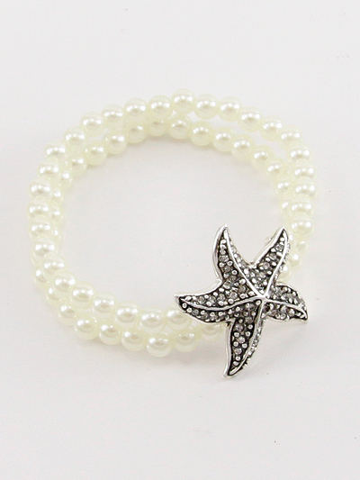 FASHION PEARL STARFISH STRETCH BRACELET 