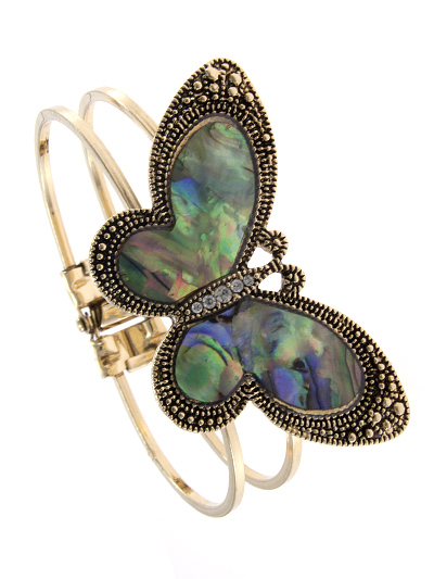 Gold Tone Hinge Style Butterfly Bracelet