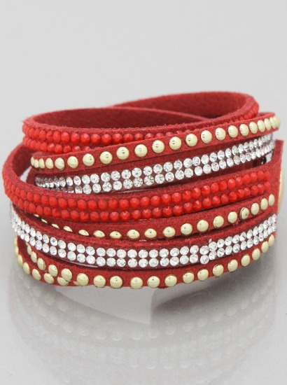 Layered Suede Wrap Around Bracelet