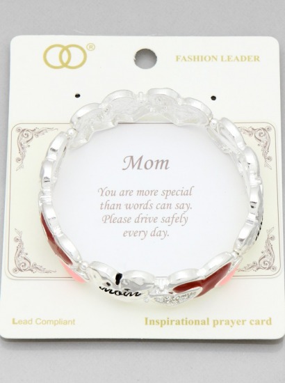 Mom Theme Heart Stretch Bracelet | MOM-HEART-CRYSTAL-BRACELETS-LMRSA-67260BO-22-1.jpg