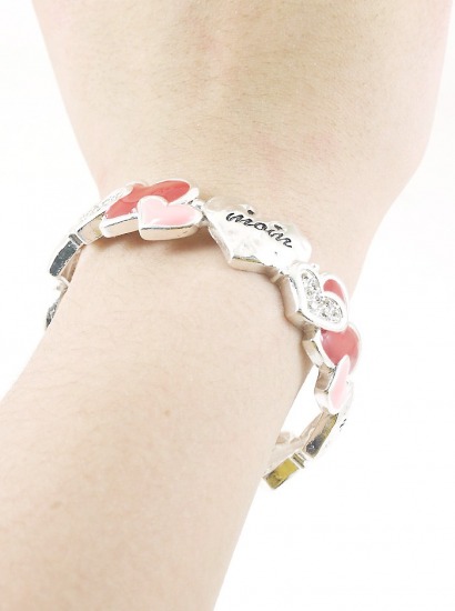 Mom Theme Heart Stretch Bracelet | MOM-HEART-CRYSTAL-BRACELETS-LMRSA-67260BO-22-2.jpg
