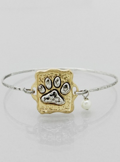 Paw Charm Bangle Bracelet