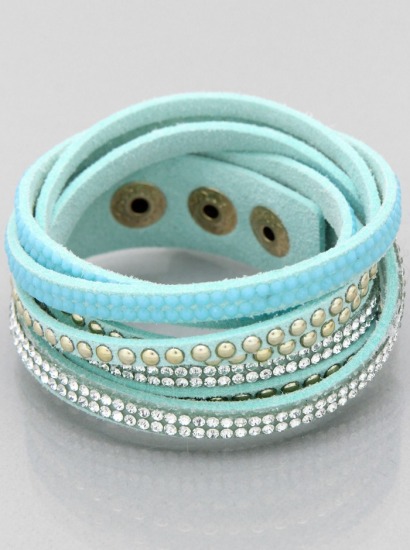 Sea Foam Green Wrap Bracelet | MULTI-LAYERED-SUEDE-CRYSTAL-STUDDED-WRAP-AORUND-BRACELETS-20-82542-AQG.jpg