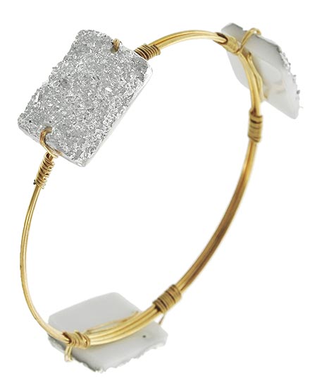 Gold Tone / Silver Acrylic / Bangle / Bracelet