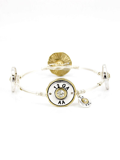 12 GA AA, SILVER TONE METAL BANGLE W/ GOLD TONE METAL ACCENTS  | f_OB06086-TTCRY.jpg
