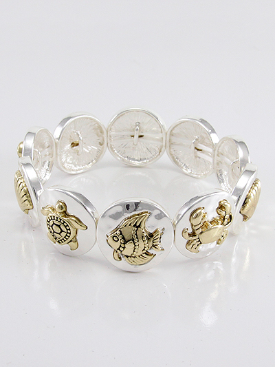 SEA LIFE ON DISK STRETCH BRACELET