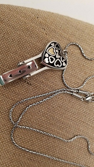 Brighton Charm Floating Hearts Silver Lanyard ID Badge Card Holder Clip Necklace | BC6.jpg